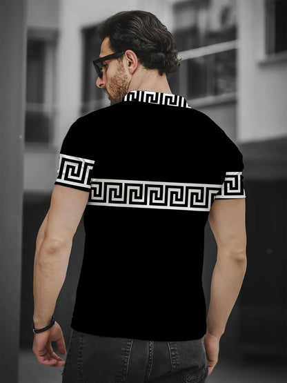 The new men's short-sleeved POLO shirt for summer 2025 features a casual fashionable and comfortable 3D striped pattern print    Home Decor Supply | Online Retail | ShoreShopper.com