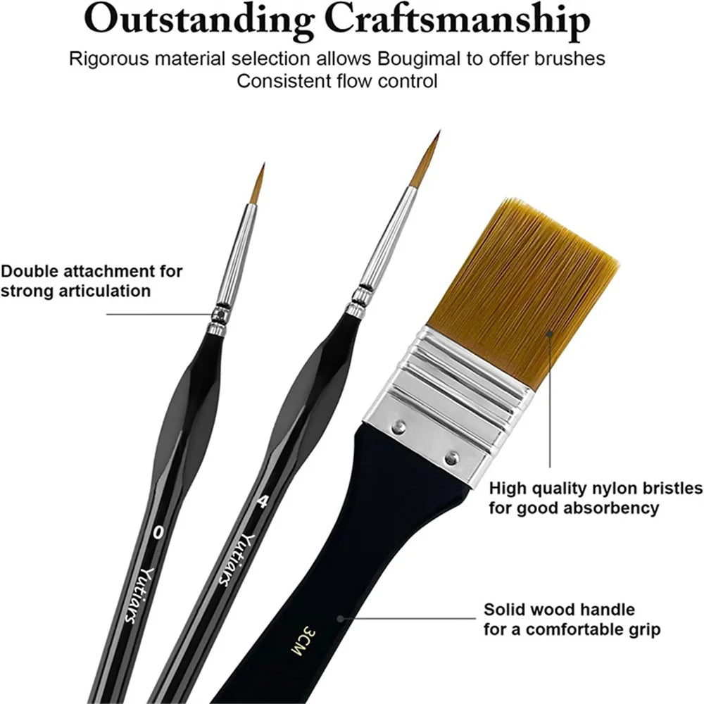32-Piece Deluxe Multi-Purpose Art Paintbrush Set, Professional Fine Artist Wood Handle Brushes for Acrylic, Oil, Watercolor Pain    Home Decor Supply | Online Retail | ShoreShopper.com