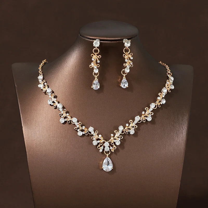 Bridal Wedding Jewelry 4-piece Set, Alloy Crystal Crown&Crystal Necklace&Earrings Women's Classic Wedding Tiaras    Home Decor Supply | Online Retail | ShoreShopper.com