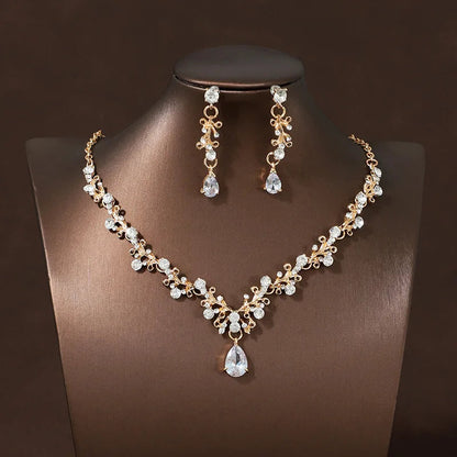 Bridal Wedding Jewelry 4-piece Set, Alloy Crystal Crown&Crystal Necklace&Earrings Women's Classic Wedding Tiaras    Home Decor Supply | Online Retail | ShoreShopper.com