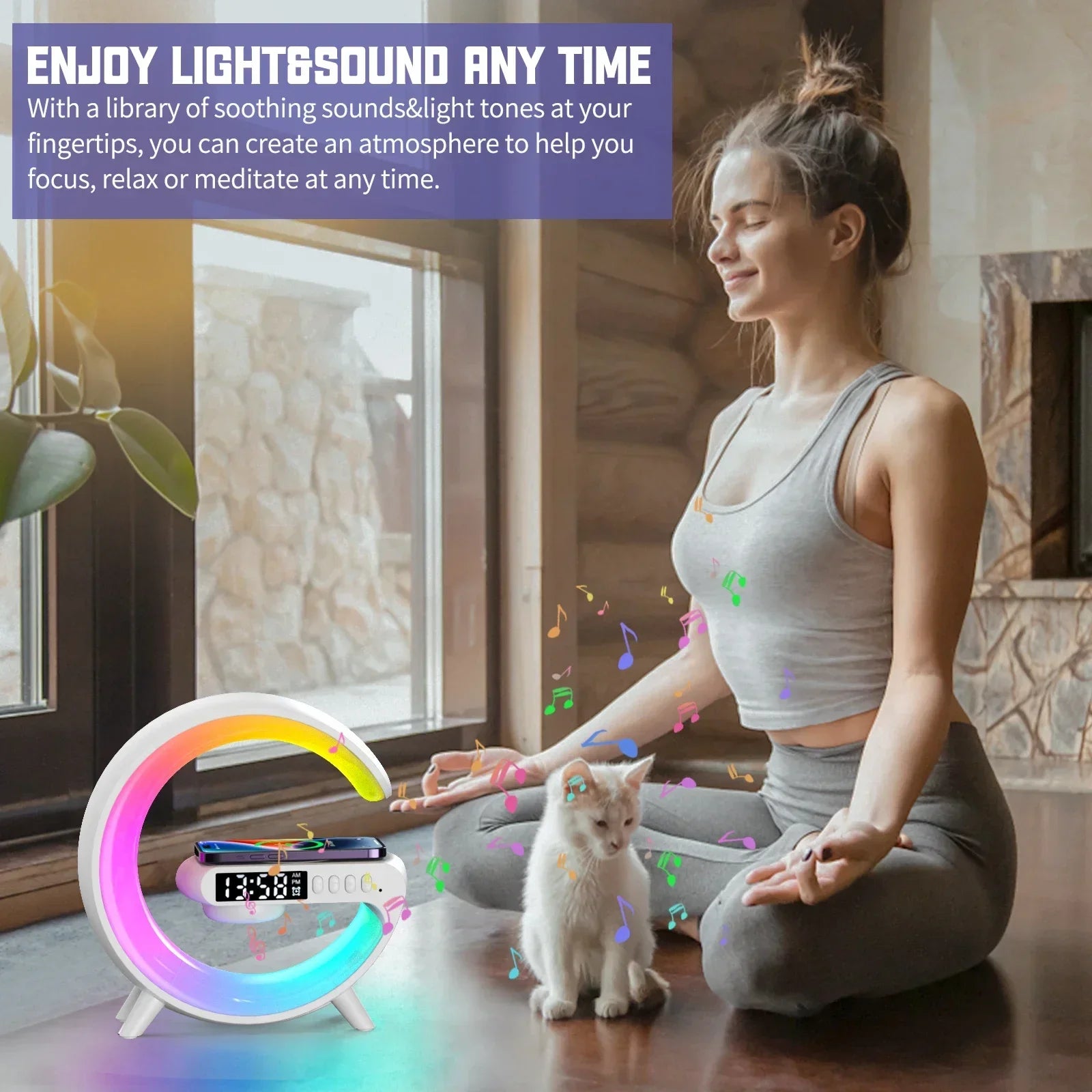 Multifunction RGB Light Bluetooth Speaker Alarm Clock 15W Wireless Charger Stand Pad For iPhone Samsung Fast Charging Station - ShoreCo.Shop