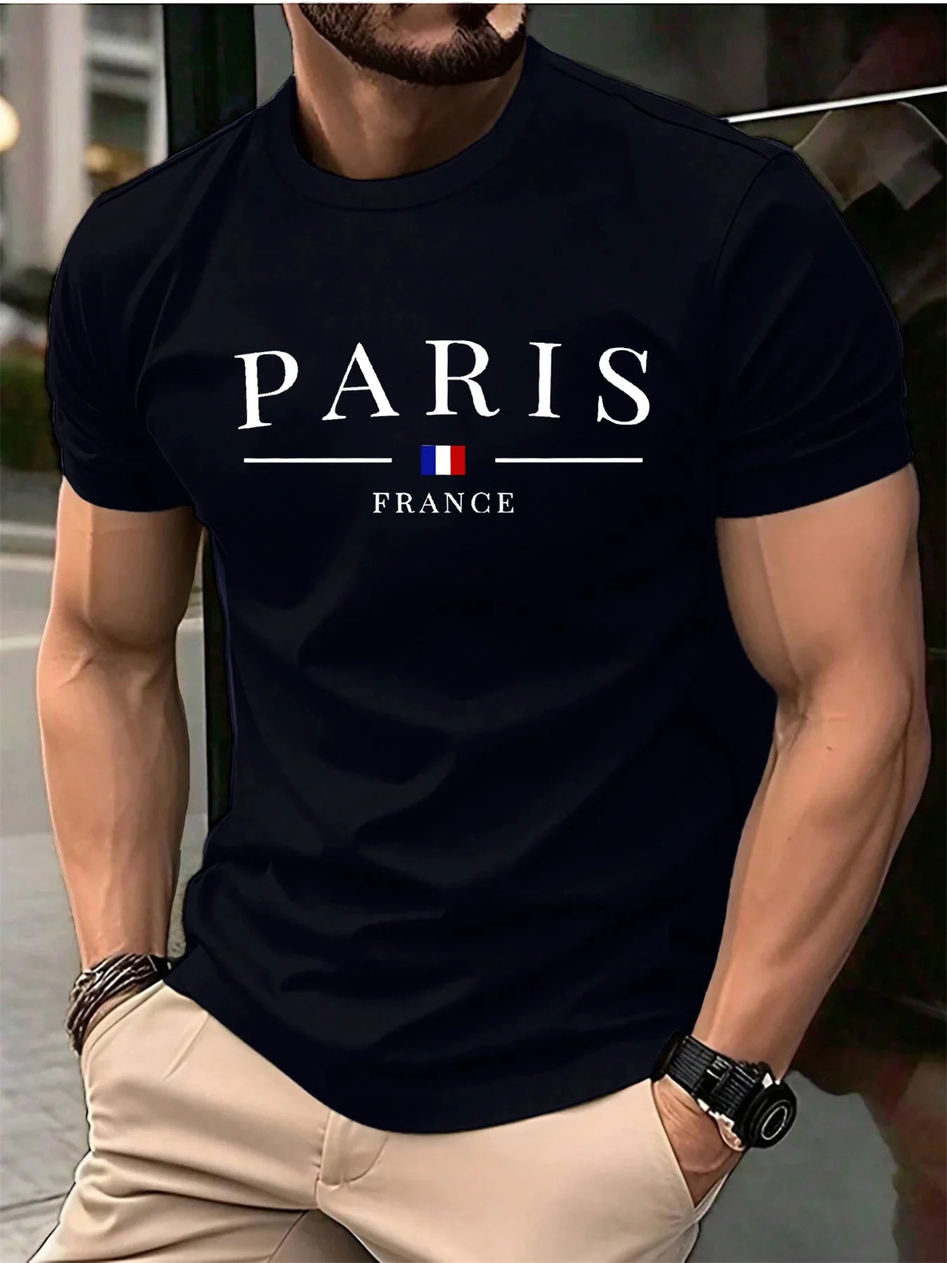 French Paris Print Men Women Pure Cotton T-shirt Popular Casual Fashion Trend Street Loose Sport Short-sleeve Adult Top Clothing    Home Decor Supply | Online Retail | ShoreShopper.com
