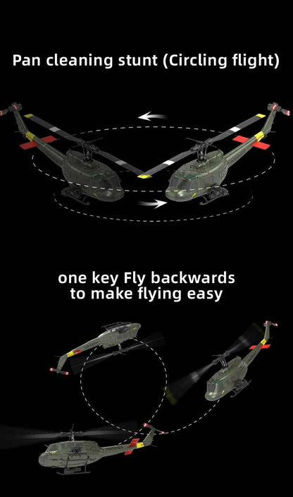 RC ERA Weathered Marine C032 UH1Huey One Click Inverted Flight TOF Optical Flow Gyro Stabilized RC Helicopter for Adults