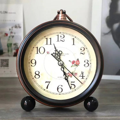 Vintage Hangable Battery Alarm Clock Metal Night Light Super Silent Table Desk Quartz Clock Time For Bedroom Bedside Desk Shelf    Home Decor Supply | Online Retail | ShoreShopper.com