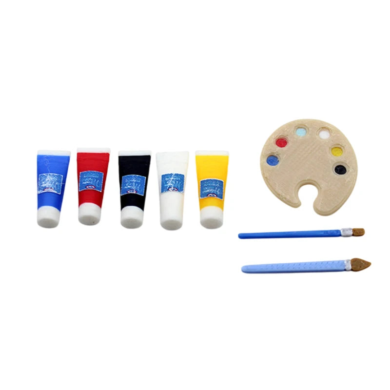 1/12 Dollhouse Draw Room Art Supplies Decoration Dolls House Accessories Mini Pigment Tube Paint Brush Palette Model Dollhouse    Home Decor Supply | Online Retail | ShoreShopper.com