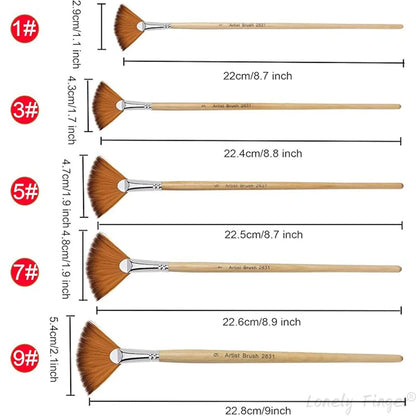 Paint Brushes 5 Pieces Fan Paint Brush Artists Nylon Brushes for Acrylic, Watercolour and Oil Painting    Home Decor Supply | Online Retail | ShoreShopper.com