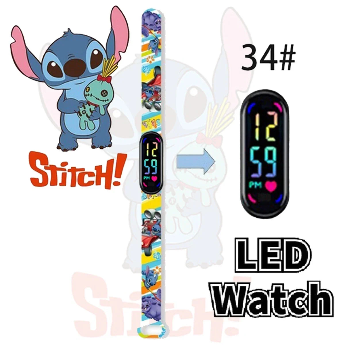 Disney Stitch Digital Kids' Watches Anime Figures LED Luminous Watch Touch Waterproof Electronic Sports Watch Kids Birthday Gift    Home Decor Supply | Online Retail | ShoreShopper.com