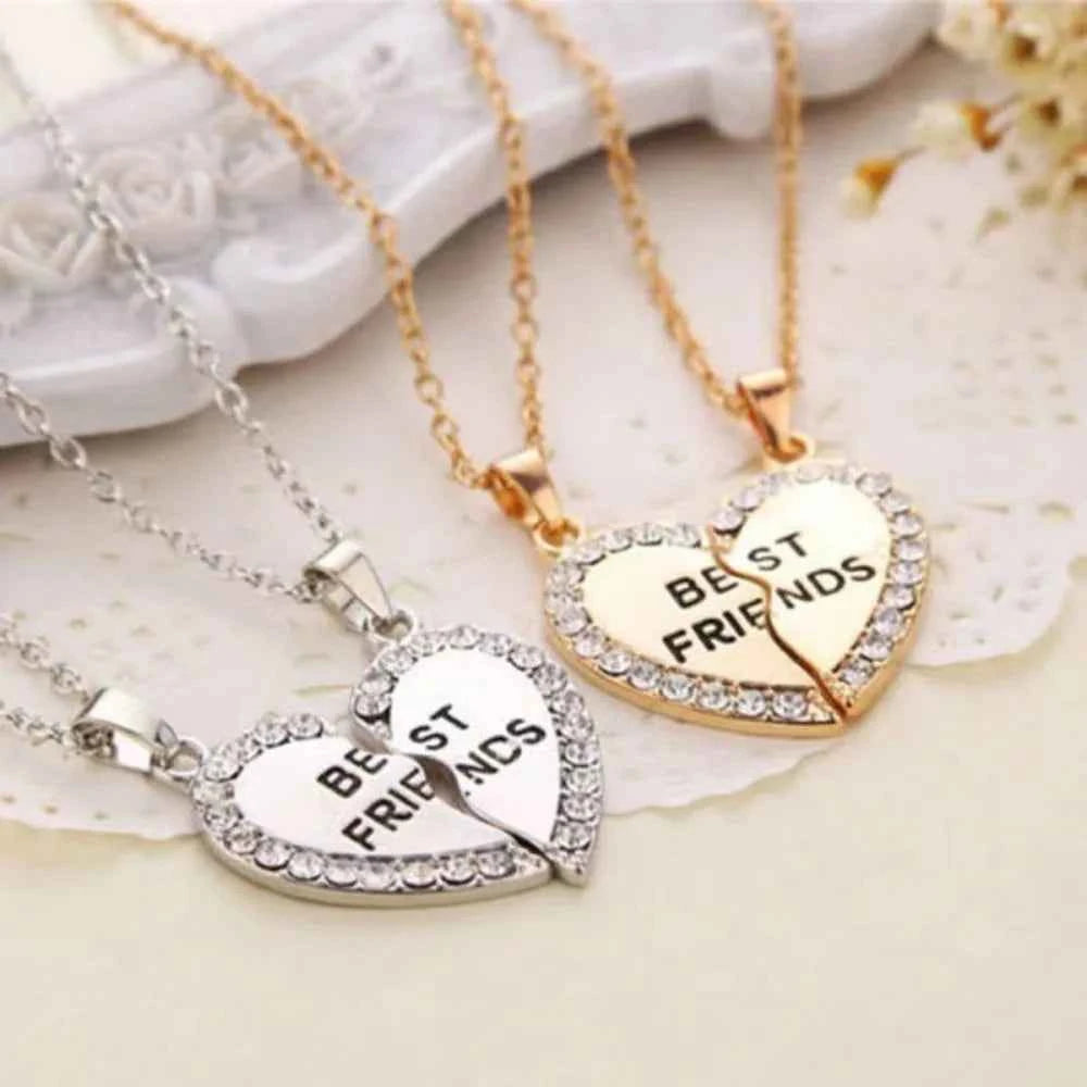 1 Pair Love Heart English Pendant Fashion Friends Necklace Good Friends Choker Statement Necklace