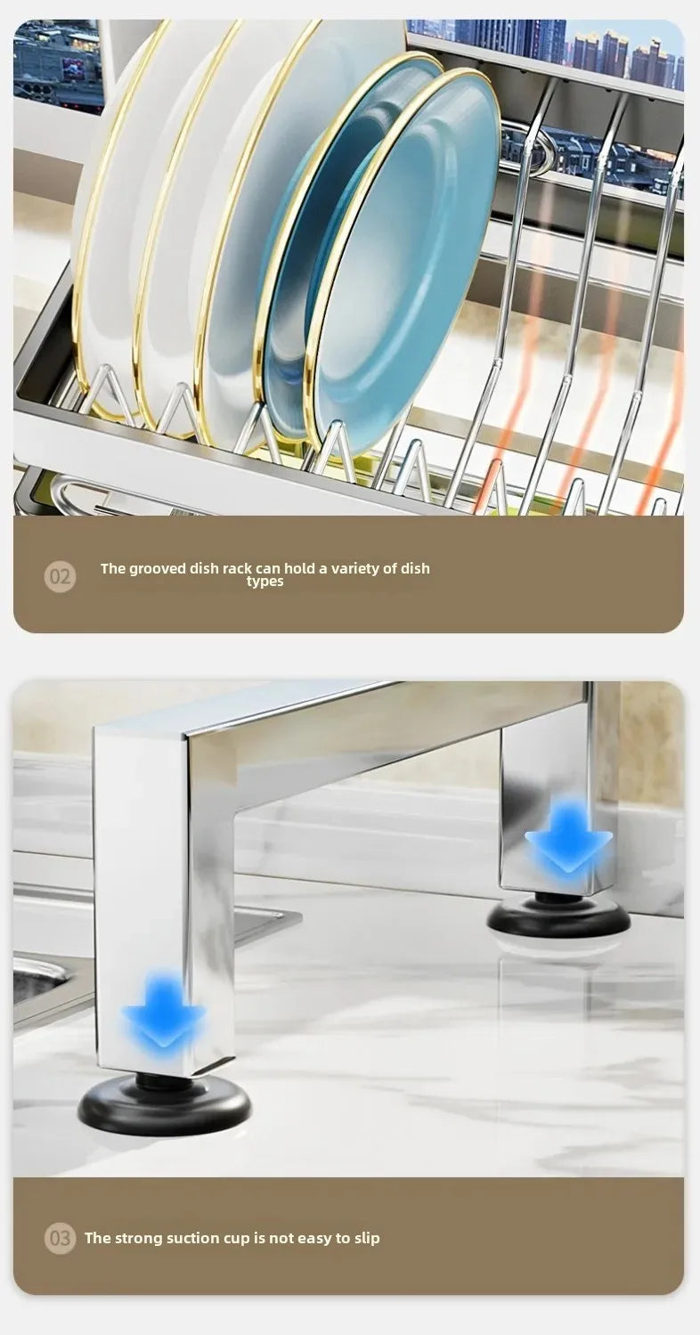 Stainless Steel Sink Shelf Bowl Drain Rack Kitchen Storage Rack Multifunctional Dish Cutlery Knife Spoon Sink Rack Set Organizer    Home Decor Supply | Online Retail | ShoreShopper.com