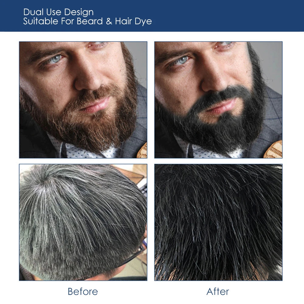 Natural Permanent Beard Dye Shampoo Repair White Grey Hair Removal Instant Mustache Dying Blacking Fast Beard Coloring for Men - ShoreCo.Shop