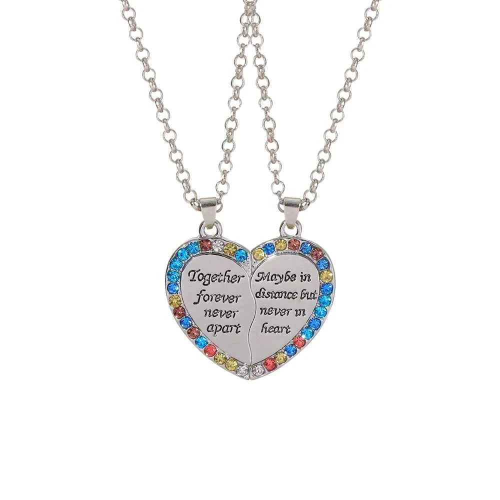 Best Friends Necklace Together forever Never Apart Maybe In Distance But Never In Heart Pendant Choker For Bestie Friendship