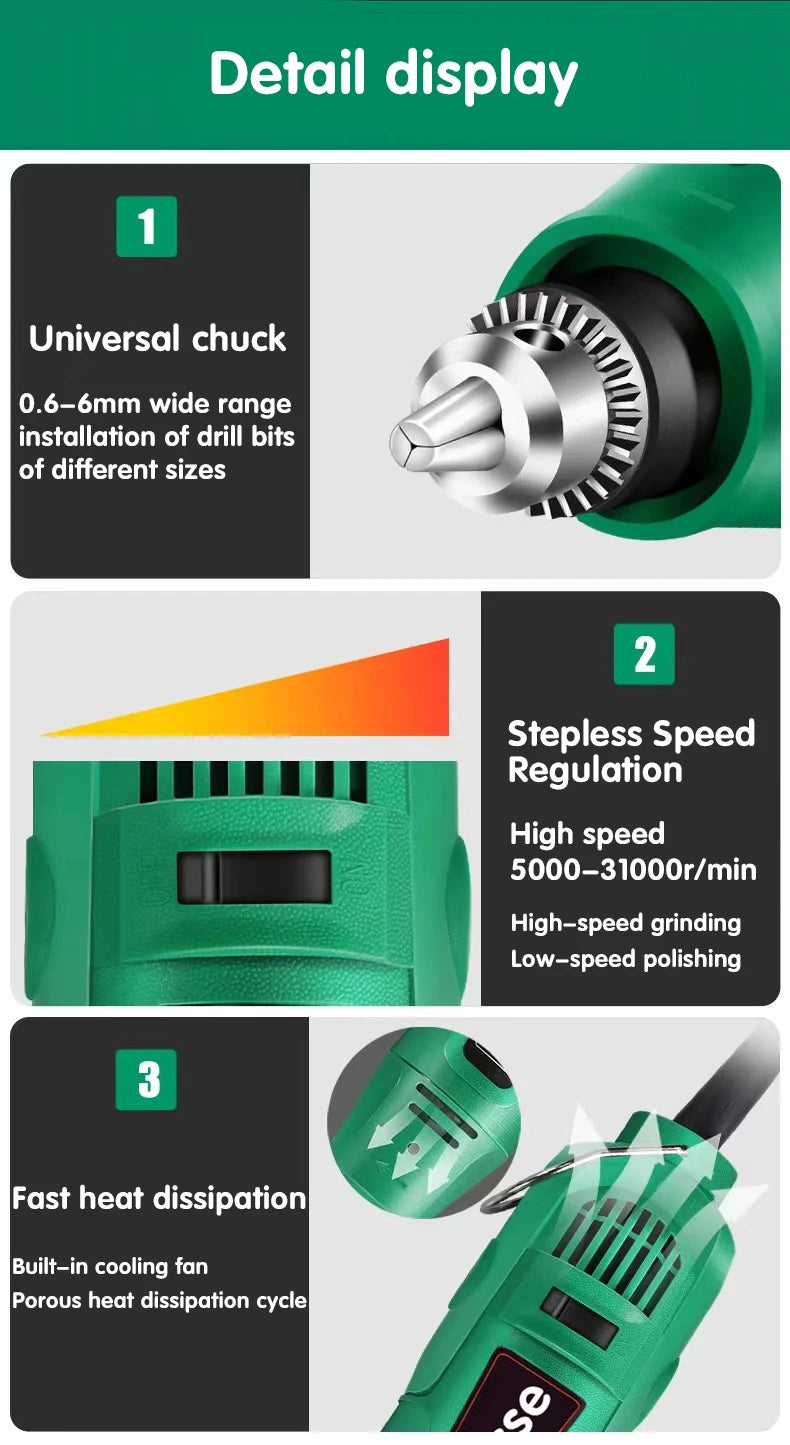 Dremel 260W Power Engraver Electric Mini Drill Tool Variable Speed Engraving Pen Grinding Machine Accessories - ShoreCo.Shop