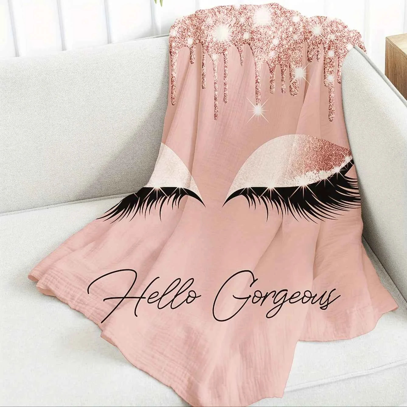 VIKAMA Sparkling Diamond Eyelash Cover Blanket Soft and Skin friendly No Hair Loss Best Friend Gift Bedroom Decoration