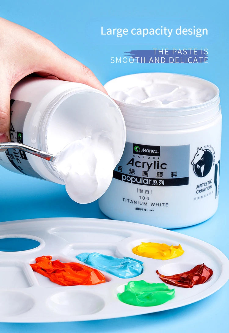 300ml White Acrylic Paints In Large Jars for Wall Painting Without Losing Color Waterproof and Sun Protection Art Supplies    Home Decor Supply | Online Retail | ShoreShopper.com