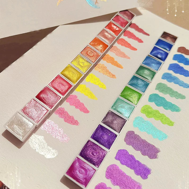 20/24/60/72 Colors Pearl Watercolor Pigment,Metallic,Shimmer,Glitter Solid Paint Mini Travel Portable Kit for Painting,Writing    Home Decor Supply | Online Retail | ShoreShopper.com