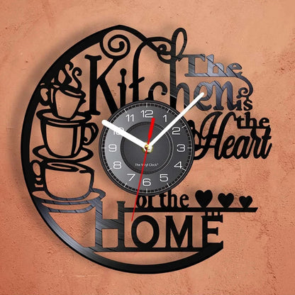The Kitchen The Heart Of The Home Inspired Vinyl Record Clock Modern Design Vinyl Wall Watch Kitchen Decor Noiseless Timepieces    Home Decor Supply | Online Retail | ShoreShopper.com