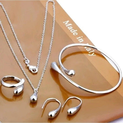 4PC Simple Ring Necklace Bracelet Earrings Four-piece Set Suitable for Engagement Jewelry Fashion Teardrop Jewelry Set for Women    Home Decor Supply | Online Retail | ShoreShopper.com