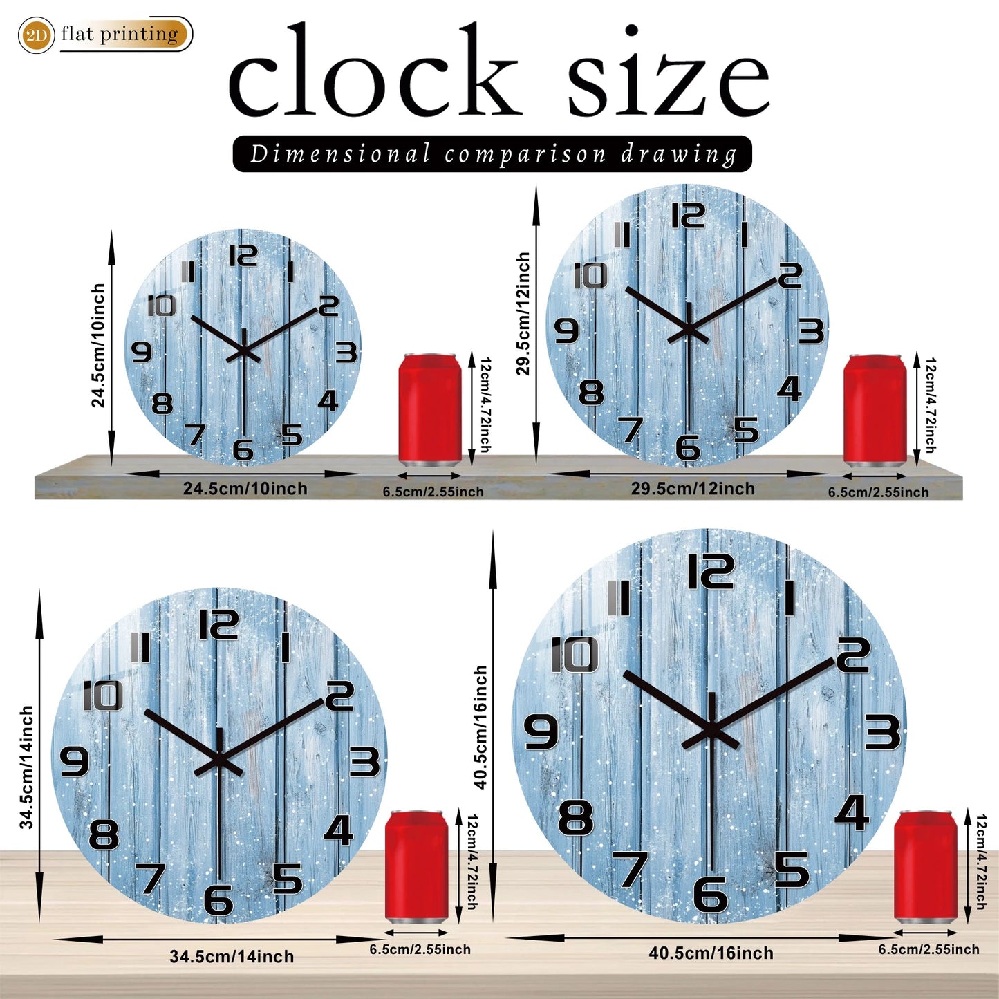 Rustic Blue Wooden Plank Wall Clock with Snowflakes, Winter Theme Home Office Decor, Silent Quartz Movement Decorative Design    Home Decor Supply | Online Retail | ShoreShopper.com