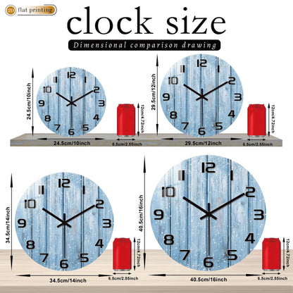 Rustic Blue Wooden Plank Wall Clock with Snowflakes, Winter Theme Home Office Decor, Silent Quartz Movement Decorative Design    Home Decor Supply | Online Retail | ShoreShopper.com