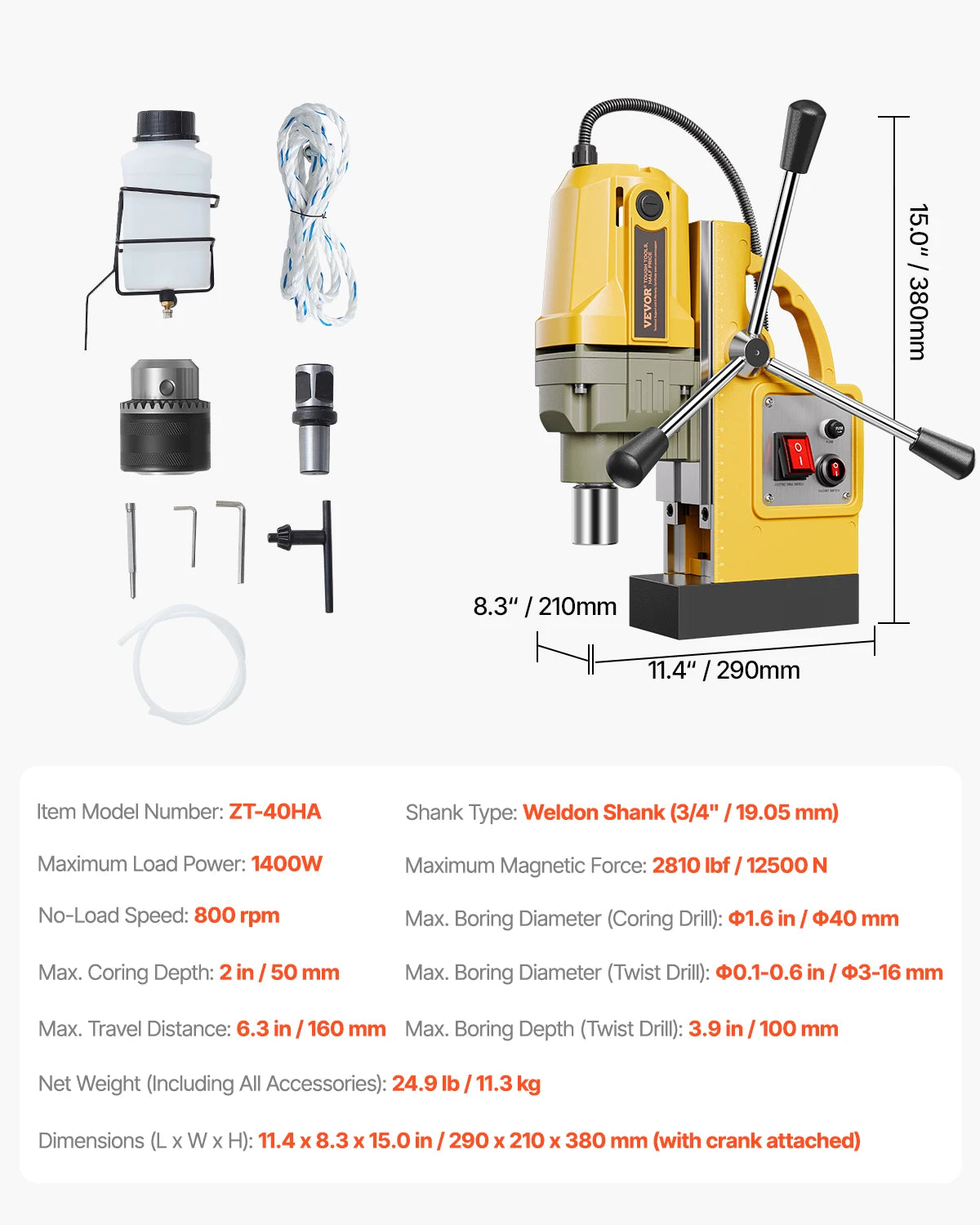 SucceBuy Magnetic Drill Boring Diameter Portable Electric Mag Drill Press Drilling Machine Metal Surface Industrial Improvement - ShoreCo.Shop