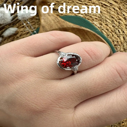 Luxury 925 Sterling Silver Jewelry Set, Inlaid With Red Crystal Zircon Necklace Earrings Ring Fashion Women's Couple Jewelry Set    Home Decor Supply | Online Retail | ShoreShopper.com