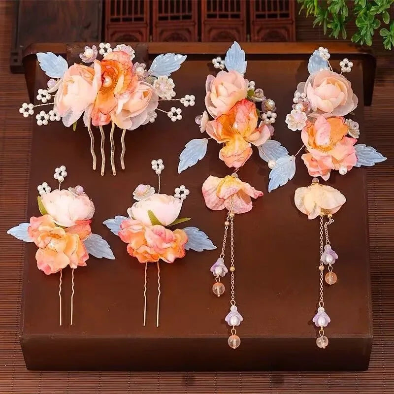 1 Set Ancient Headwear Hairpins Complete Super Immortal Made Headwear New Simple Pink flower Children's Ancient Headwear    Your Coastal Marketplace | Shoreshopper.com