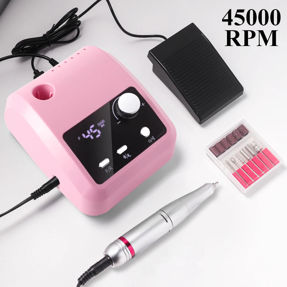 45000RPM Nail Drill Machine Professional Nail Lathe with Large LCD Screen Smart Electric Manicure Polisher Nail Art Tools    Home Decor Supply | Online Retail | ShoreShopper.com
