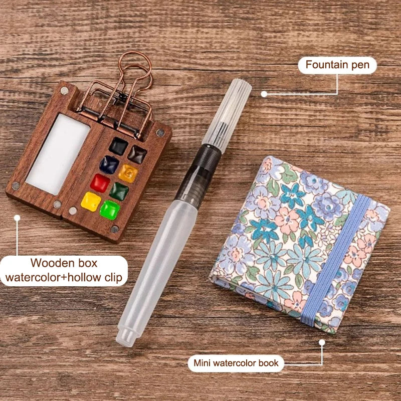 1pc Art Supplies Sketchbook Palette Mini Walnut Wood Watercolor Palette Portable Paint Box With Clip Travel Painting Paint Tray    Home Decor Supply | Online Retail | ShoreShopper.com