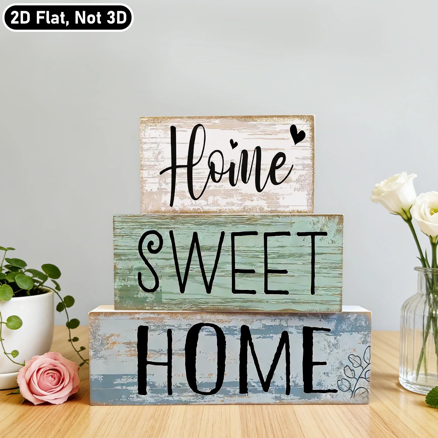 PVC Farmhouse Tabletop Plaques & Signs, Rustic Home Tiered Tray Decor, Table Ornament for Kitchen Shelf, Home Sweet Home Sign - ShoreCo.Shop