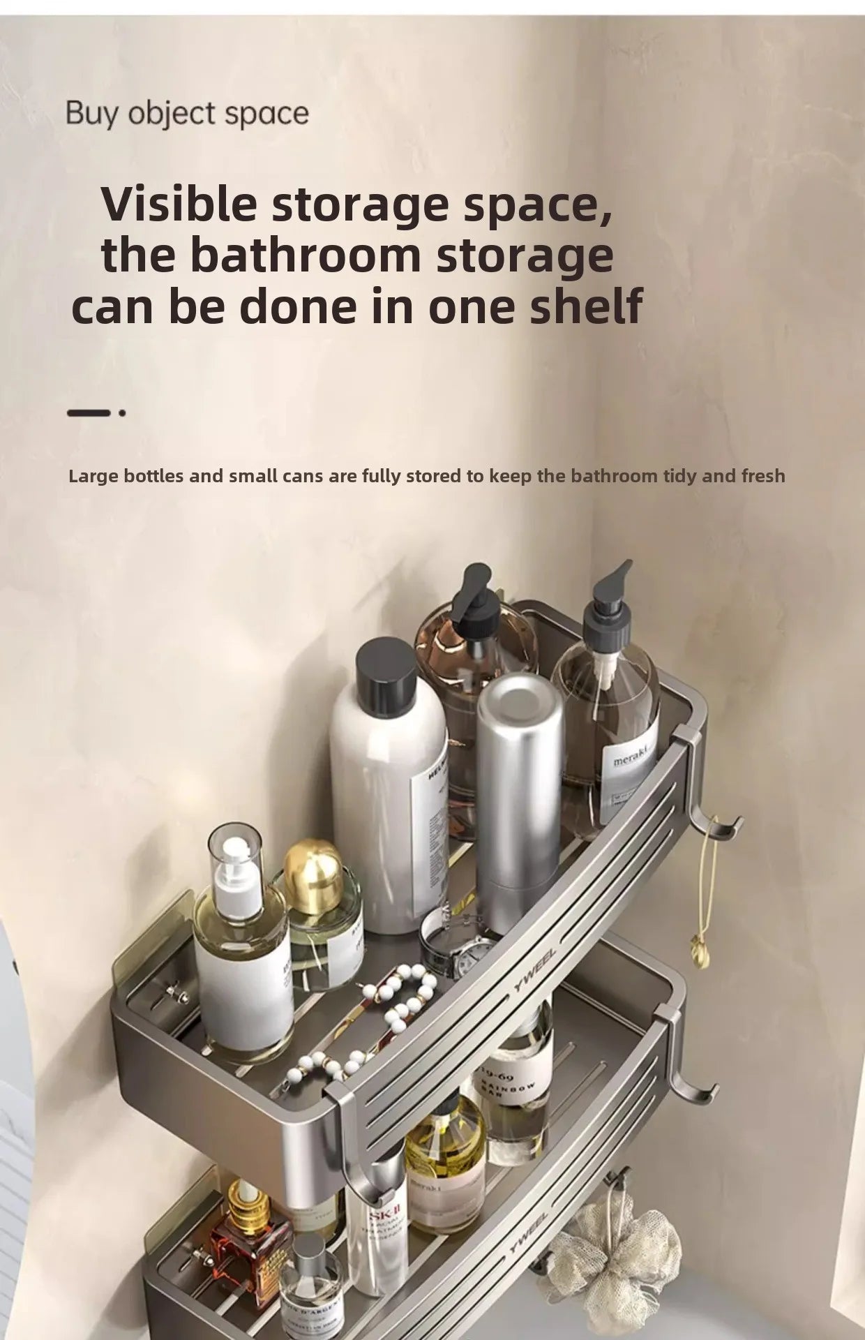 Bathroom storage shelf Bathroom toilet washstand Hand washing bathroom shower gel Wall storage shelf free of holes    Home Decor Supply | Online Retail | ShoreShopper.com