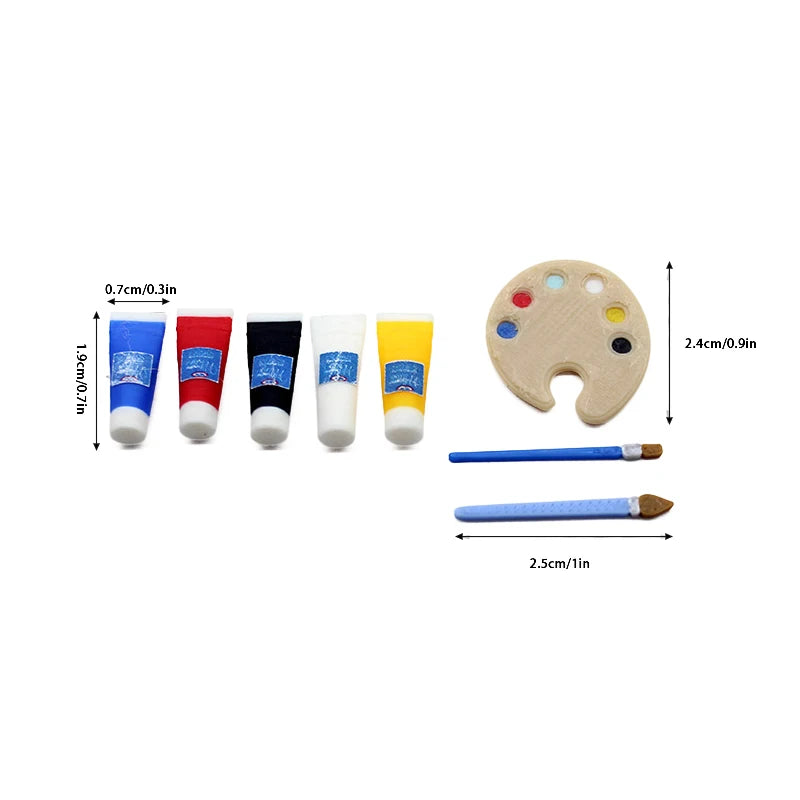 1/12 Dollhouse Draw Room Art Supplies Decoration Dolls House Accessories Mini Pigment Tube Paint Brush Palette Model Dollhouse    Home Decor Supply | Online Retail | ShoreShopper.com