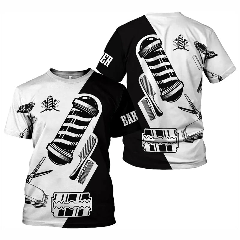 Barber Shop T Shirt For Men Hairdresser Graphic T-shirt 3D Printed Short Sleeves Work Wear Tops Summer Oversized Tee Shirts    Home Decor Supply | Online Retail | ShoreShopper.com