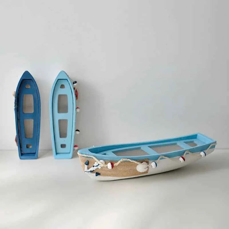 Mediterranean Wooden Boat Ornament Crafts Children's Room Office Home Decoration Wooden Sea Theme Home Decor