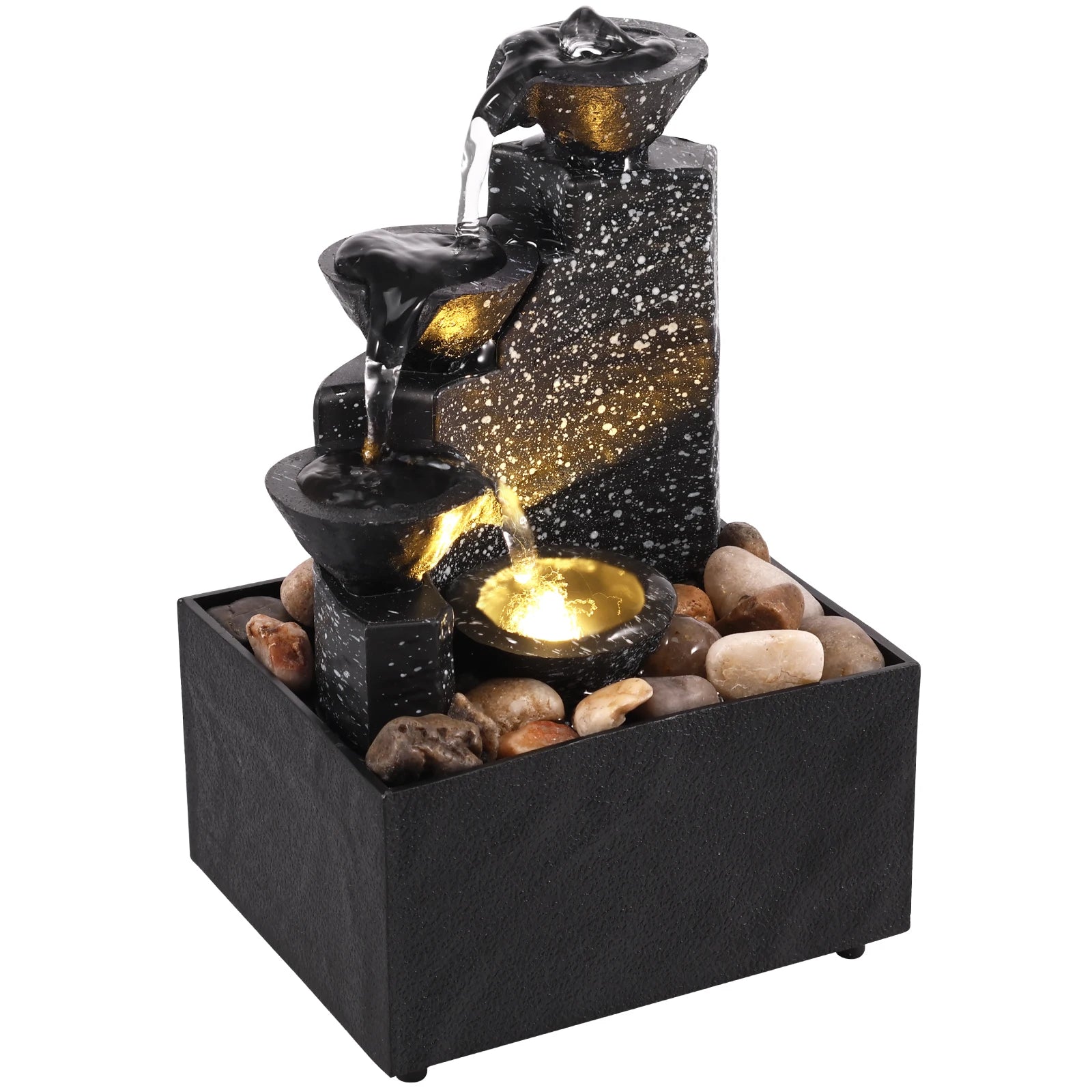 Desktop Art Waterfall Fountain with LED Light, Small Indoor Zen Ornament for Home Living Room Bedroom Office Decor    Home Decor Supply | Online Retail | ShoreShopper.com