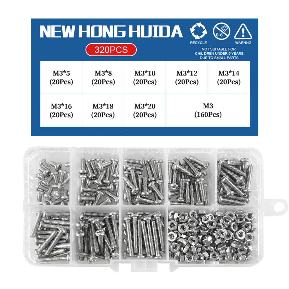 M1 M1.2 M1.4 M1.6 M2.5 M3 304 Stainless Steel Round Head Cross Small Screw Set Metric Thread Machine Bolt Assortment Kit Set    Home Decor Supply | Online Retail | ShoreShopper.com