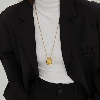European and American Oval Pendant stainless steel Gold Color Long Necklace Fashion Jewelry Accessories Sweater Chian For Womens    Home Decor Supply | Online Retail | ShoreShopper.com