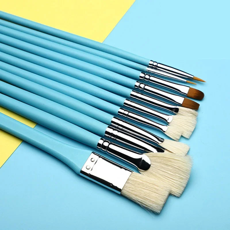 18 pcs/set Art supplies gouache oil painting dedicated acrylic painting brush Blue long birch rod Mixed hair paint brush    Home Decor Supply | Online Retail | ShoreShopper.com