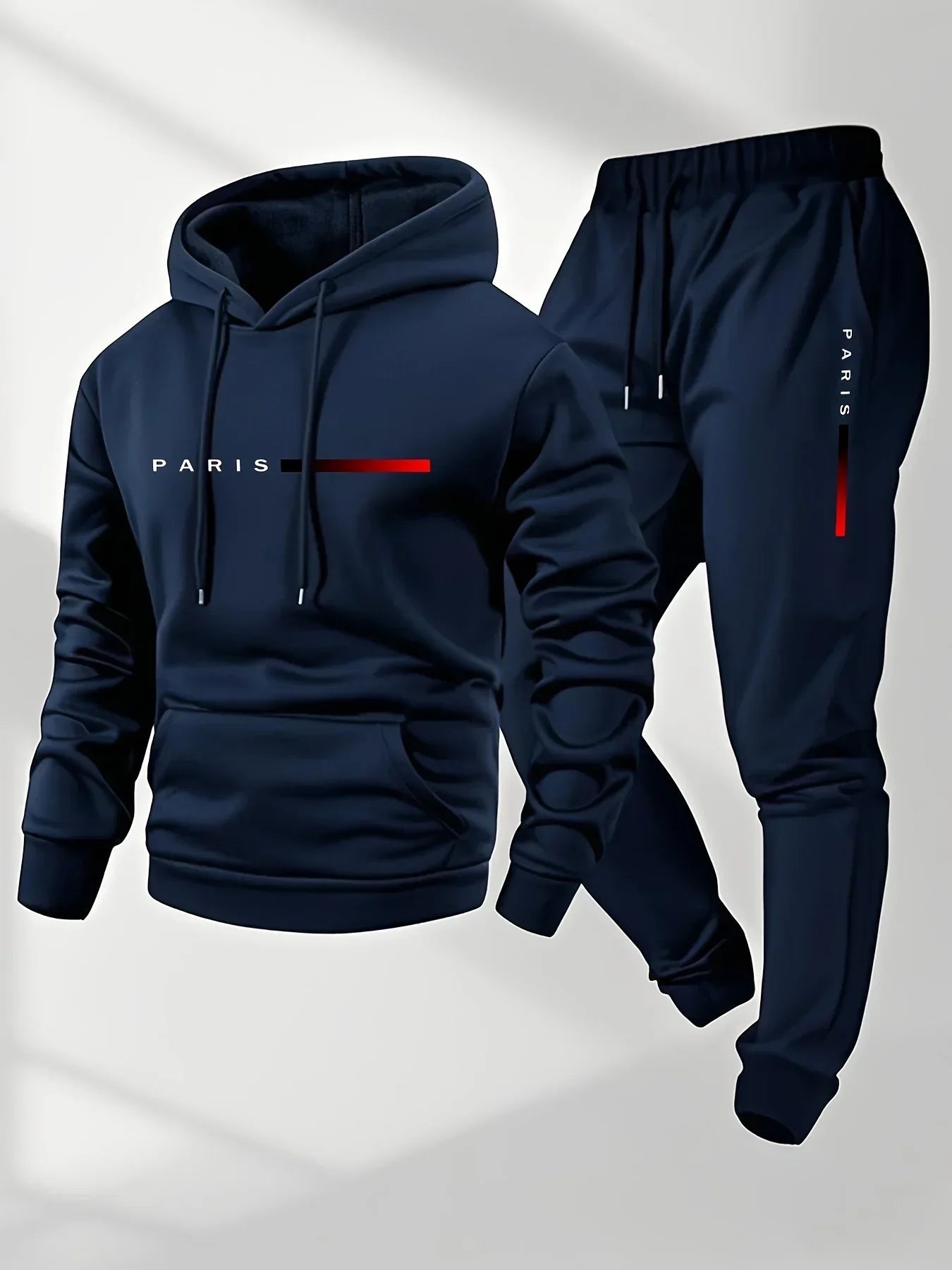 Paris Letter Printed Sweatshirt Set Men's Wool Hooded Sweatshirt Pants Set Spring and Autumn Winter Warm Casual Sportswear Set    Home Decor Supply | Online Retail | ShoreShopper.com