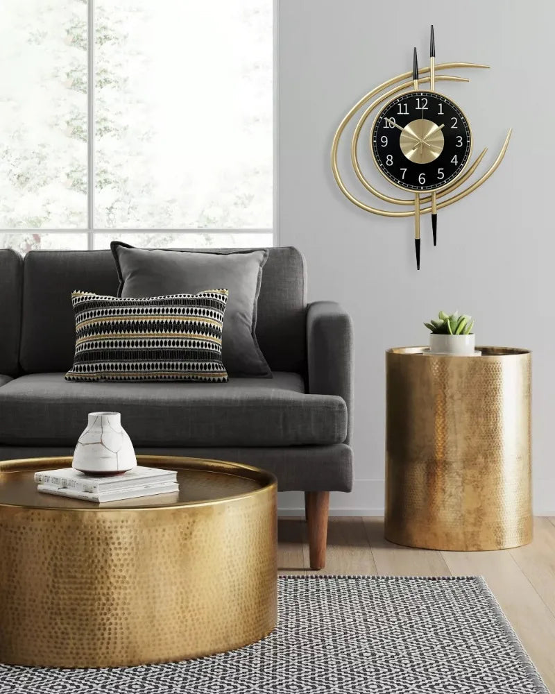 54cm Storm Eye Modern Wall Clock, Large Black Dial Metal Silent Analog Clock, Gold Luxury Decorative for Living Room Bedroom    Home Decor Supply | Online Retail | ShoreShopper.com