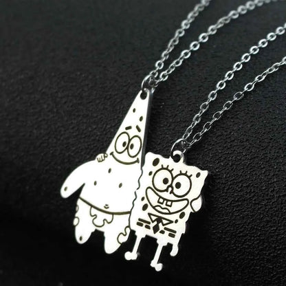 Fashion Best Friends Love Couple Pendant Necklace Cartoon Square--Pants Necklace Good Friends Friendship Jewelry Gift