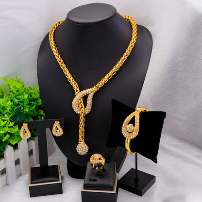 Dubai 24K Gold Plated Gold Women Jewelry Sets Classic Design Necklace Earrings Charm Bracelet Ring Banquet Party Jewelry    Home Decor Supply | Online Retail | ShoreShopper.com