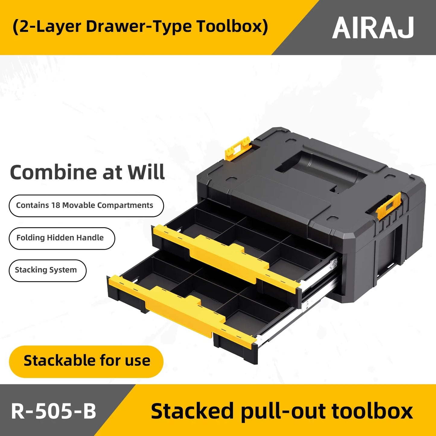 AIRAJ MultiFunctional Tier Stackable Rolling Plastic Portable Folding Tool Storage Box , Suitable for Garage Storage    Home Decor Supply | Online Retail | ShoreShopper.com