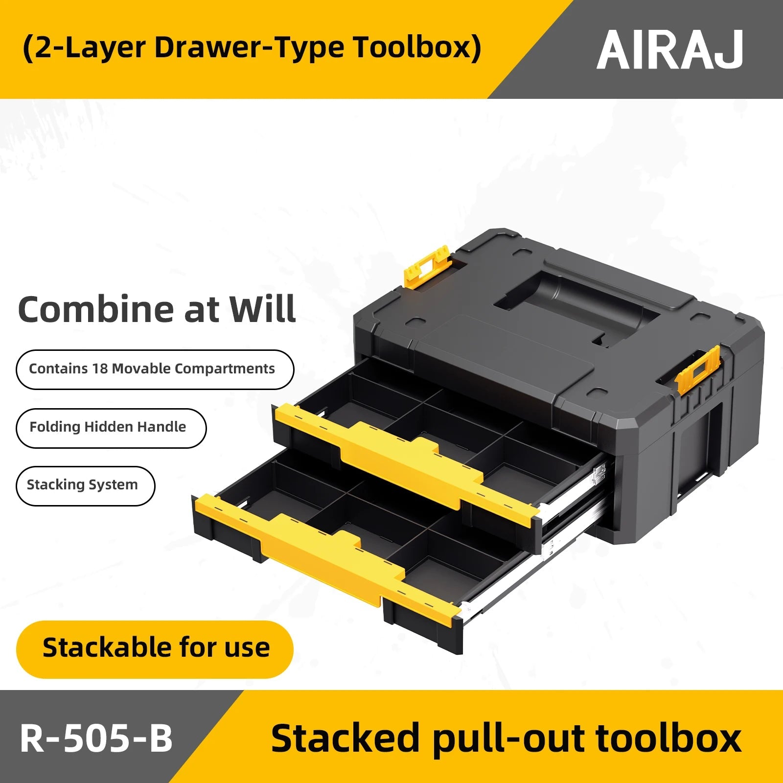 AIRAJ MultiFunctional Tier Stackable Rolling Plastic Portable Folding Tool Storage Box , Suitable for Garage Storage    Home Decor Supply | Online Retail | ShoreShopper.com