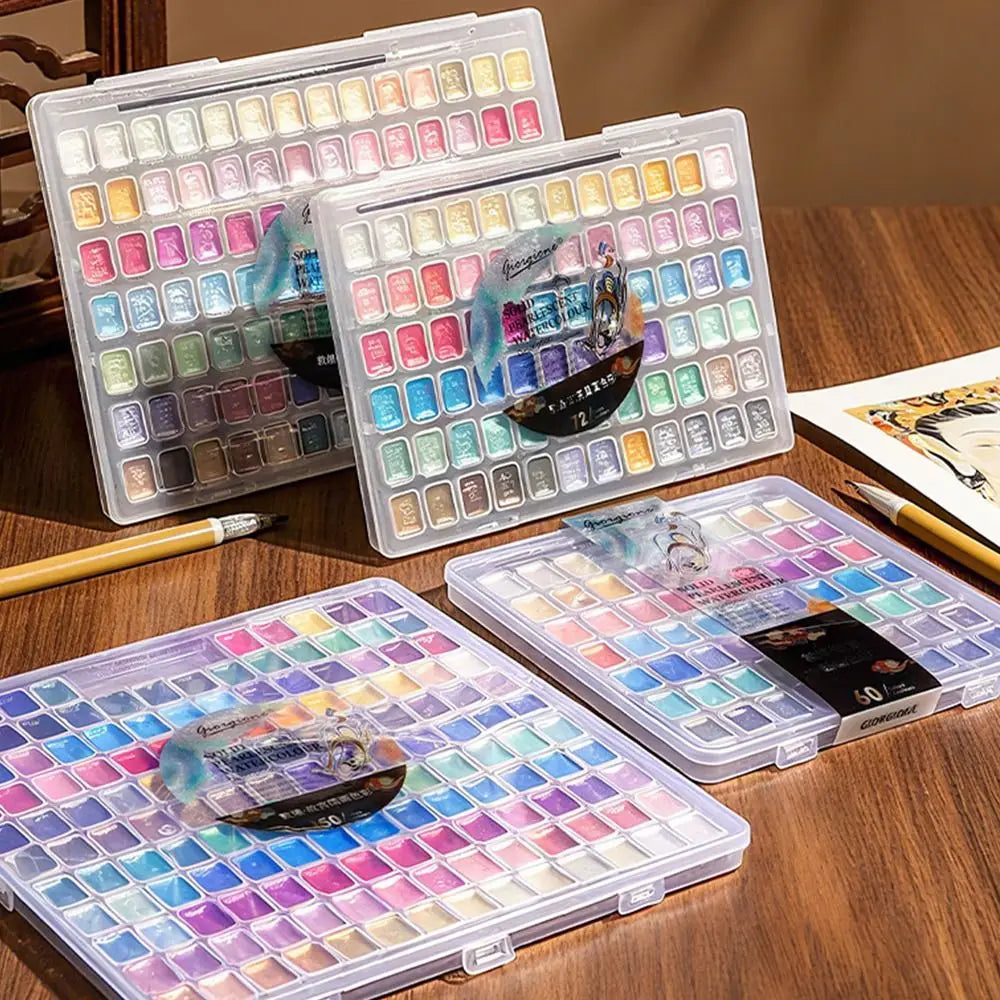 12/24/35/48Color Pearlescent Solid Watercolor Paint Multifunctional Painting Tool Set Painting Paint DIY Watercolor Sets    Home Decor Supply | Online Retail | ShoreShopper.com