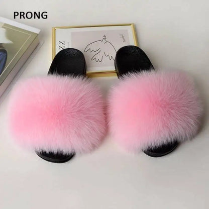 Summer Women Fur Slides Fluffy Furry Slippers Indoor Fuzzy Flip Flops Casual Outdoor Flat Ladies Fur Sandals Plush House Shoes - ShoreCo.Shop