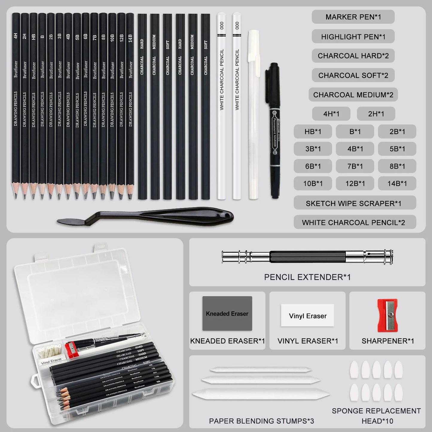 14-60 pcs Drawing Set Sketching Kit - Art Supplies,for Adults Artists with 3-Color Sketchbook,Graphite,Pastel,Charcoal Pencils    Home Decor Supply | Online Retail | ShoreShopper.com