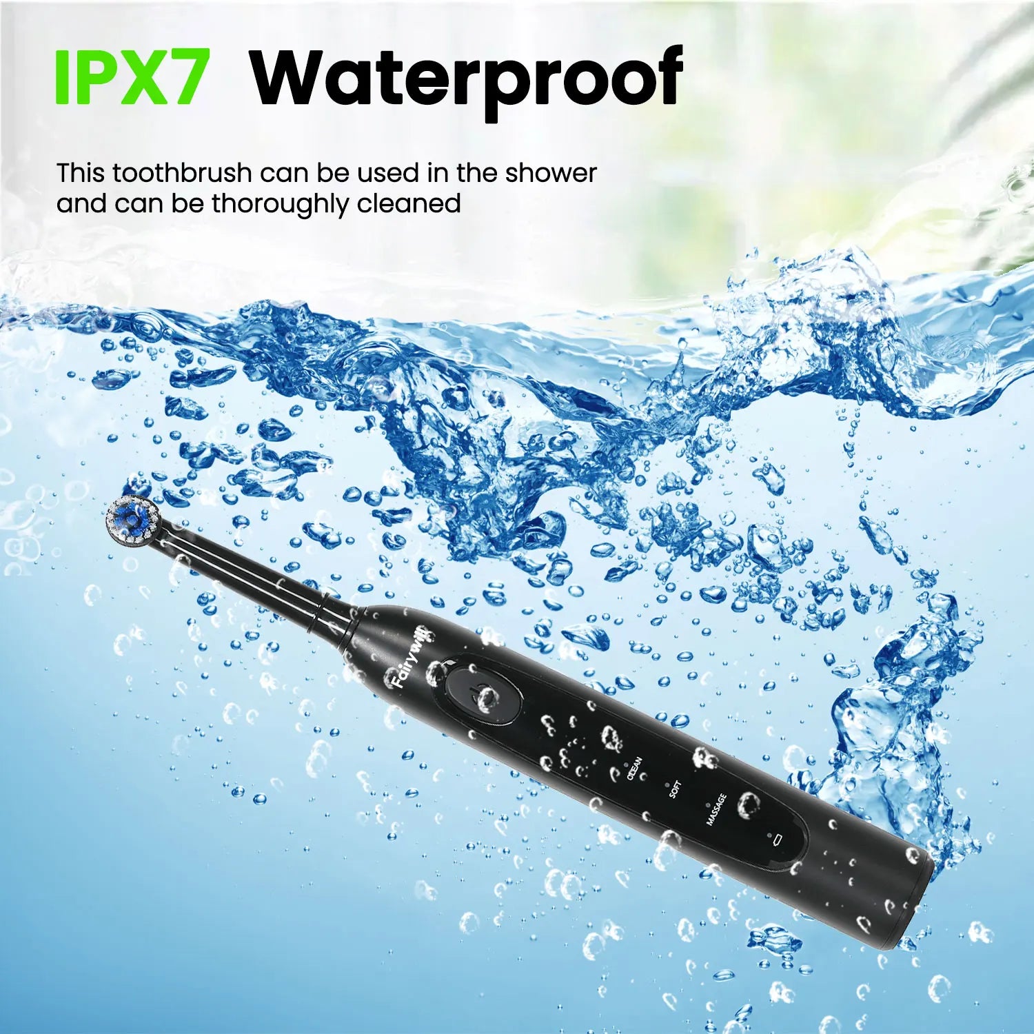 Fairywill Electric Toothbrush T2233Powerful Rotation Cleaning 4 Replacement Heads Rechargeable Sonic Toothbrush for Adults - ShoreCo.Shop