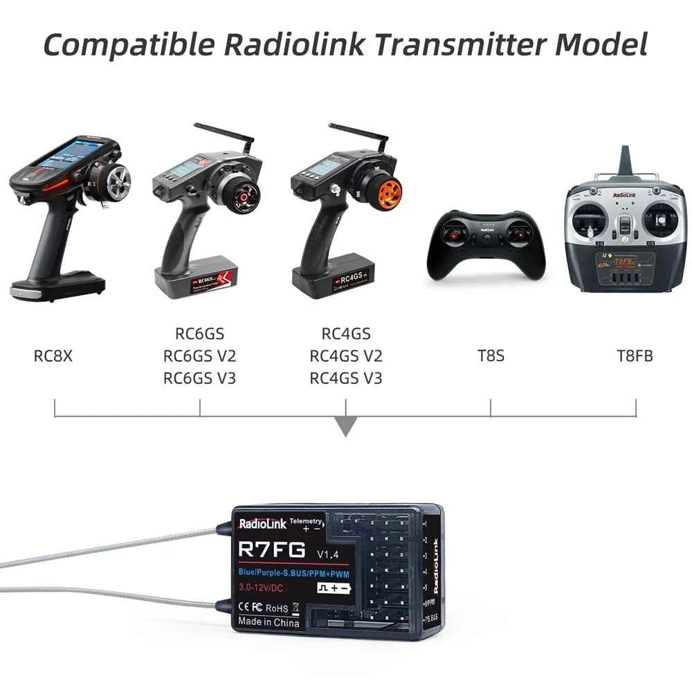 RadioLink RC Receiver R8FGH R8FG R8EF R8FM R8SM R8XM R7FG R6F R4FGM 2.4G Receiver for RC Transmitter RC8X/T8FB/T8S/RC6GS/RC4GS