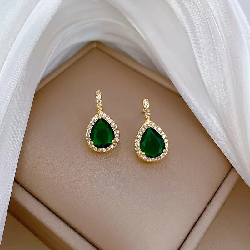 2pcs/set Jewelry Sets Women Elegant Waterdrop Green Rhinestone Pendant Necklace stud Earrings Wedding Dress Bridal Jewelry Set    Home Decor Supply | Online Retail | ShoreShopper.com