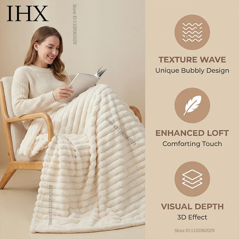 IHX Solid Color Imitation Rabbit Plush Milk Plush Thickened Thermal Leisure Home Blanket Office Nap Blanket, Custom Blanket Size    Your Coastal Marketplace | Shoreshopper.com